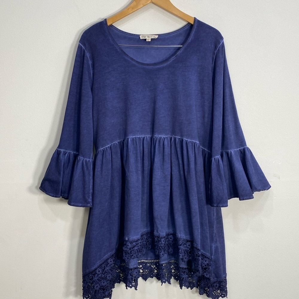 Indigo Threads Boho Washed Babydoll Blouse